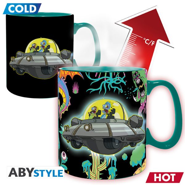 rick and morty mug heat change 460 ml spaceship box x2