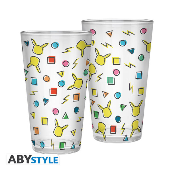 pokemon large glass 400ml pikachu pattern x2 (2)