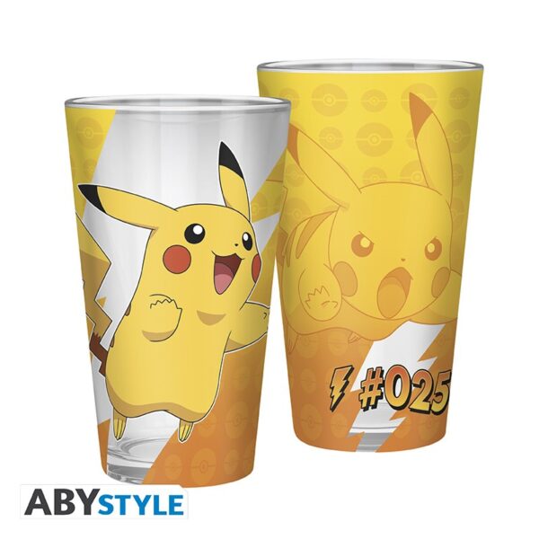 pokemon large glass premium 400ml pikachu foil x2 (1)